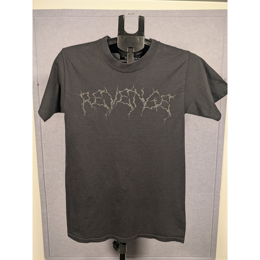 Revenge T-Shirt Mens Small Black Tonal Puff Print Logo Streetwear Excellent